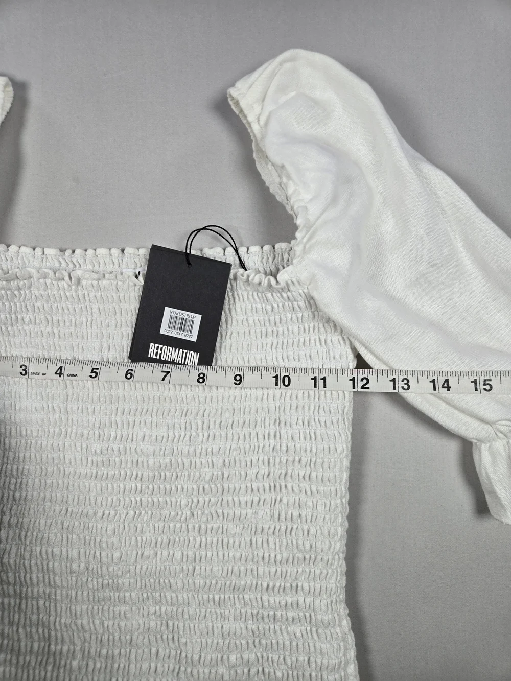NWT Reformation Clementine Smocked Linen Boho Cottage Blouse White Small
